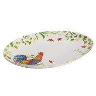 BonJour Dinnerware Meadow Rooster Stoneware 9-3/4-Inch by 14-Inch Oval Platter by BonJour