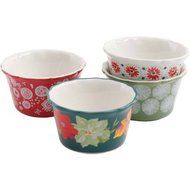 The Pioneer Woman Holiday 7 oz Ruffle-Top Ramekins, Assorted Designs, Set of 8