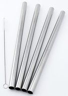 4 BOBA Straw Stainless Steel Extra Wide 1/2" x 9.5" Long Tapioca Pearl Bubble Tea Thick FAT