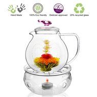 Teapot Set Flowering Tea Glass Teapot Gift Set Harmony 42 Oz / 1242 Ml with Stainless Steel Tea Warmer Alex Tea... N6