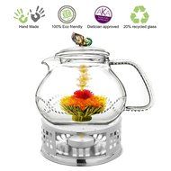 Teapot Set Flowering Tea Glass Teapot Gift Set Harmony 42 Oz / 1242 Ml with Stainless Steel Tea Warmer Alex Tea... N8