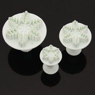3pcs DIY Snowflake Fondant Plunger Cutter Cake Sugarcraft Mold Tool