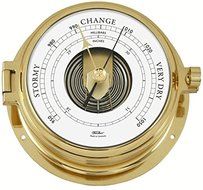 Fischer Instruments 1605B-45-1B 6-5/8" Solid Brass Nautical Open Face Barometer with Walnut Mantle Mount N2