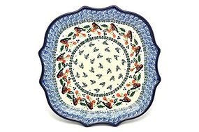 Polish Pottery Tray - Serpentine Edge - Red Robin