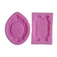 Yunko Mirror Frame Silicone Fondant Cake Decorating Tools Chocolate Candy Mold 2pcs/set