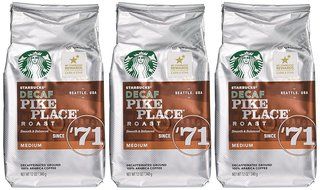 Starbucks Decaf Pike Place Roast, Ground, 12 oz. Bag (Pack of 3) (Pack of 3)