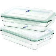 Glasslock 4-Piece Oven Safe Bakeware Rectangle Set, 11 by 7-Inch N3