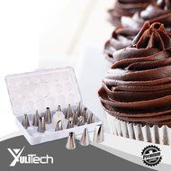 YuliTech Cake Decoration Tip Set, Including 16pcs Stainless Steel Icing Tip Set+10 Pastry Bags+1 coupler+ Measuring...