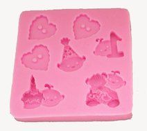 Longzang Baby Shower Art Deco Silicone Mold Sugar Craft DIY Gumpaste Cake Decorating Clay