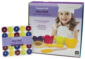 Zak Designs Tiny Chef 6-Piece Kids Baking &amp; Activity Set for Baking Cupcakes, Flora Design N5