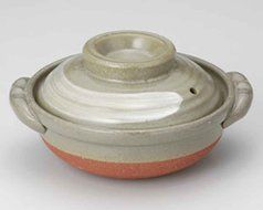 White-Brush for 1-2 persons 7.5inch Donabe Japanese Hot pot Grey Ceramic Made in Japan
