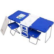Giantex Multi Function Rolling Cooler with Table and 2 Chairs Picnic Camping Outdoor N6
