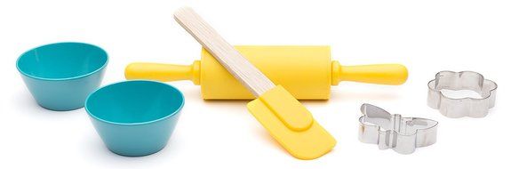 Zak Designs Tiny Chef 6-Piece Kids Baking &amp; Activity Set for Baking Cupcakes, Flora Design N10