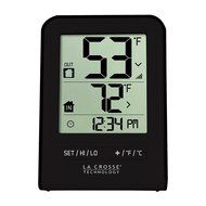 La Crosse Technology 308-1409BT-CBP Wireless Temperature Station with Time, black,