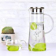 Luxtea Water Carafe and Drink Infuser Borosilicate Bottle Iced Tea Pitcher with Stainless Steel Filter Lid Can...