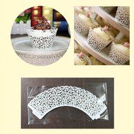 BUTEFO 50 Pcs Cupcake Holders Hollow Carving Decor Wrapper Wraps Cupcake Muffin Paper Holders (Gold) N7