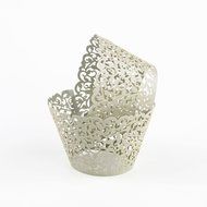 BUTEFO 50 Pcs Cupcake Holders Hollow Carving Decor Wrapper Wraps Cupcake Muffin Paper Holders (Gold) N8