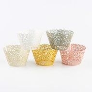 BUTEFO 50 Pcs Cupcake Holders Hollow Carving Decor Wrapper Wraps Cupcake Muffin Paper Holders (Gold) N13