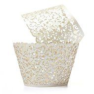 BUTEFO 50 Pcs Cupcake Holders Hollow Carving Decor Wrapper Wraps Cupcake Muffin Paper Holders (Gold) N15