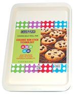 casaWare Ceramic Coated NonStick Cookie/Jelly Roll Pan (9 X 12.5-Inch, Cream/Blue) N2