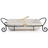 Signature Housewares 13" Baker w/ Caddy - White Fleur De Lis