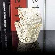 BUTEFO 50 Pcs Cupcake Holders Hollow Carving Decor Wrapper Wraps Cupcake Muffin Paper Holders (Gold) N26