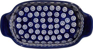 Polish Pottery Rectangular Serving Dish From Zaklady Ceramiczne Boleslawiec #1281-174a, Length: 10" Width: 5.25"