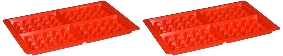 chef habitu&eacute;- Silicone Waffle Baking Molds Set - Includes 2 Red Waffle Molds with 8 Waffles Cavities, Multi-Color...