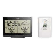 HITO Humidity/Indoor Outdoor Temperature Clock w/ Max and Min and Remote Probe (White) N10