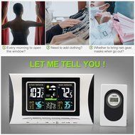 Next-shine Wireless Weather Forecaster Station with Thermometer Humidity Weather Forecast Clock and More,Gray N2