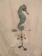 LARGE Handcrafted 3D 3- Dimensional SEAHORSE Weathervane Copper Patina Finish N2