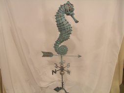 LARGE Handcrafted 3D 3- Dimensional SEAHORSE Weathervane Copper Patina Finish N3