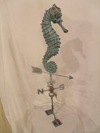 LARGE Handcrafted 3D 3- Dimensional SEAHORSE Weathervane Copper Patina Finish N4