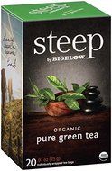 Steep by Bigelow Organic Pure Green Tea, 20 Count (Pack of 6)