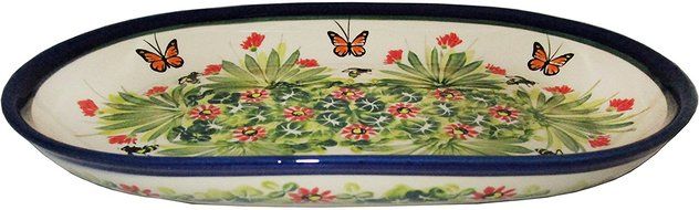 Boleslawiec Stoneware - Polish Pottery 10.75" Oval Serving Platter - Eva's Collection "Spring"