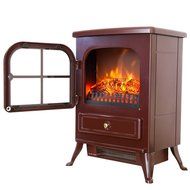 FIREBIRD 15" Red Color Freestanding 5200BTU 1500W Adjustable 2 Setting Tempered Glass Electric Fireplace Heater... N3