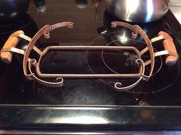 Vintage 1950s KitchenCraft Copper Expanding Trivet / Casserole Holder with Wooden Handles