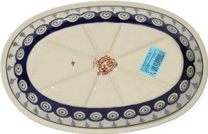 Polish Pottery Oval Serving Dish From Zaklady Ceramiczne Boleslawiec #278-56 Peacock Classic Pattern, Length:... N3