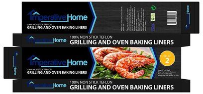 Grilling &amp; Oven Baking Liners by Imperative Home Set of 2 Non Stick Teflon BBQ Grilling Sheets N3