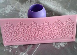 1pcs,umiwe Lace Silicone Mold Cake Decoration Tool for Fondant Cake Cupcake,pink N2