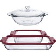 Anchor Hocking 7-Piece TrueFit Bakeware Set with Red Lids