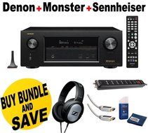 Denon AVR-X3300W 7.2 Channel Full 4K Ultra HD A/V Receiver with Built-In Wi-Fi and Bluetooth + Sennheiser HD201Headphones...