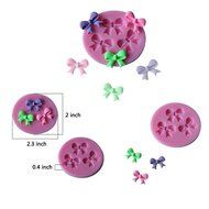 Mandydov 2 Cavity Lovely Bow + 3 Cavity Mini Bow Silicone Decor DIY Craft Mold for Cake Cupcake Fondant Chocolate... N3