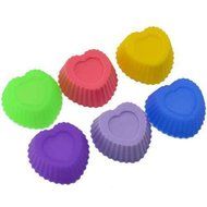 Buytra 10 Pack Reusable Silicone Cupcake Liners Muffin Cups Baking Cups BPA Free Food Grade,Heart Shape N9