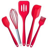 BakeWarePlus 5 Pcs/set Silicone Turner Spatula Basting Brush Whisk Kitchen Baking Utensils N13