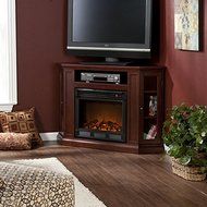 Electric Fireplace TV Stand Heater Corner Or Flat Free Standing Console Media Wooden Entertainment Center (Ivory) N2