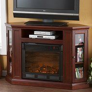 Electric Fireplace TV Stand Heater Corner Or Flat Free Standing Console Media Wooden Entertainment Center (Ivory) N3