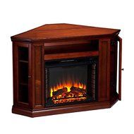 Electric Fireplace TV Stand Heater Corner Or Flat Free Standing Console Media Wooden Entertainment Center (Ivory) N5