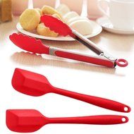 BakeWarePlus 5 Pcs/set Silicone Turner Spatula Basting Brush Whisk Kitchen Baking Utensils N33