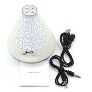 Wireless Bluetooth Speakers FM Radio Bedside Lamp TF Card 7 Color LED Display Music Player (White) N3